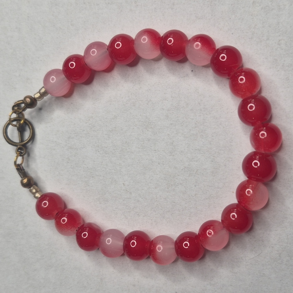 🚨Agate Red and Cherry Quartz Beaded Bracelet (Natural Glass Beads)